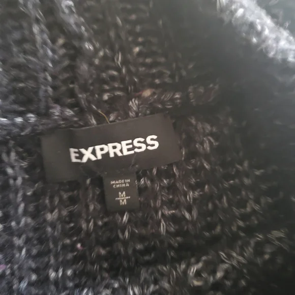 Express Women's Black Metalic Sweater - Picture 2 of 6